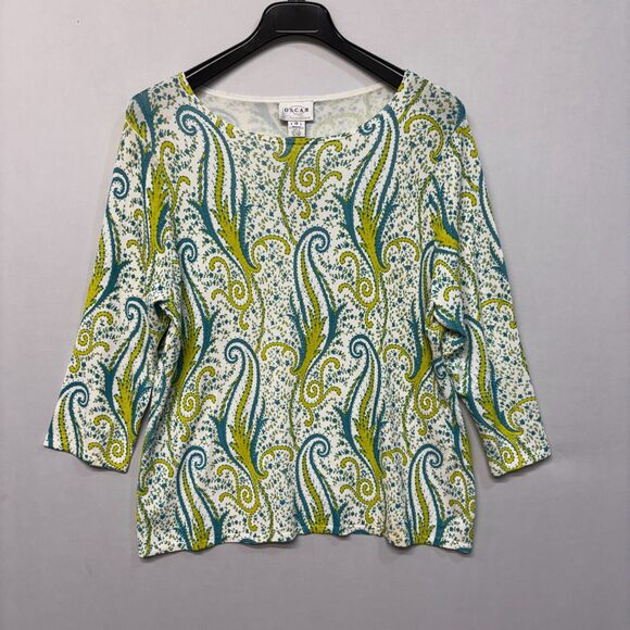 Oscar De La Renta Tops - NWT Oscar de la Renta Women 3/4 Sleeve Knit Top Blouse Shirt 2X Floral D045 -6